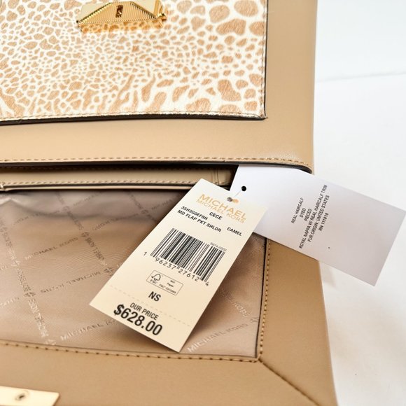 Michael Kors CECE Medium Pocket Shoulder Crossbody Bag Camel Multi - Picture 10 of 10